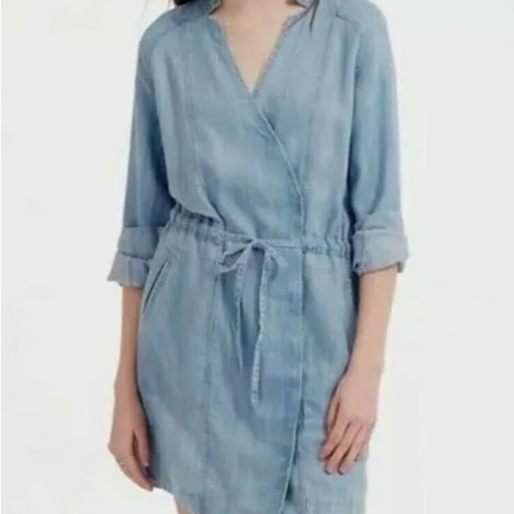 3 for $15 Lou & Grey Chambray Lyocell Wrap Casual Dress S